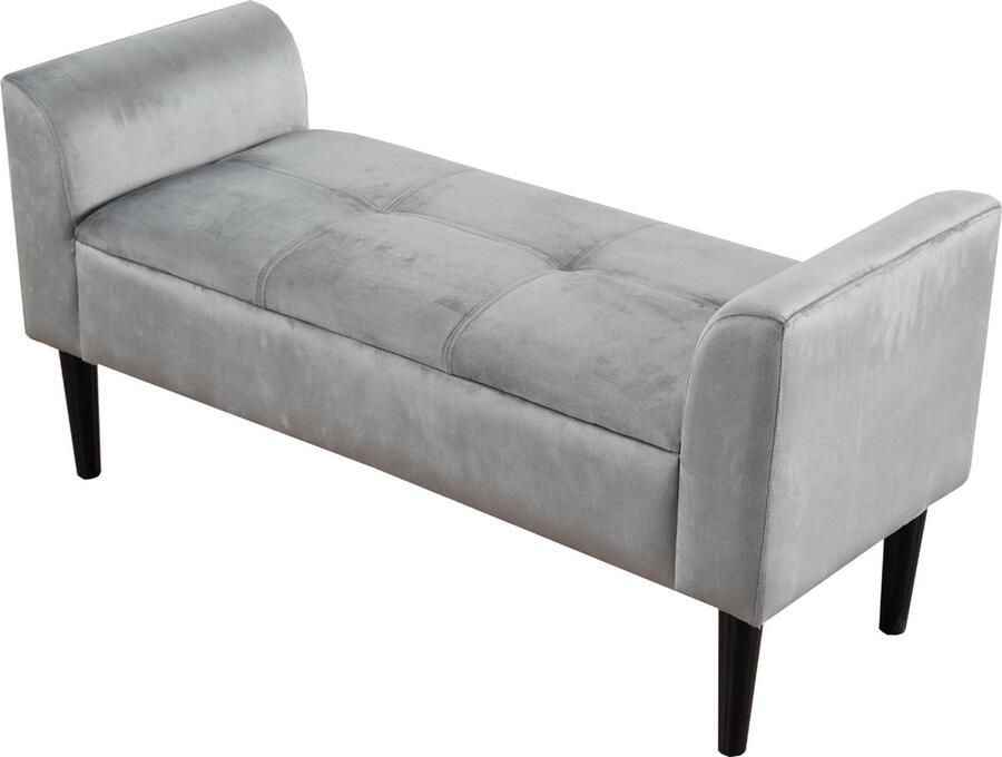 Merax gestoffeerde bank met armleuningen – grijze fluwelen zitbank van MDF – multifunctioneel voor slaapkamer eetkamer hal of als bedbank