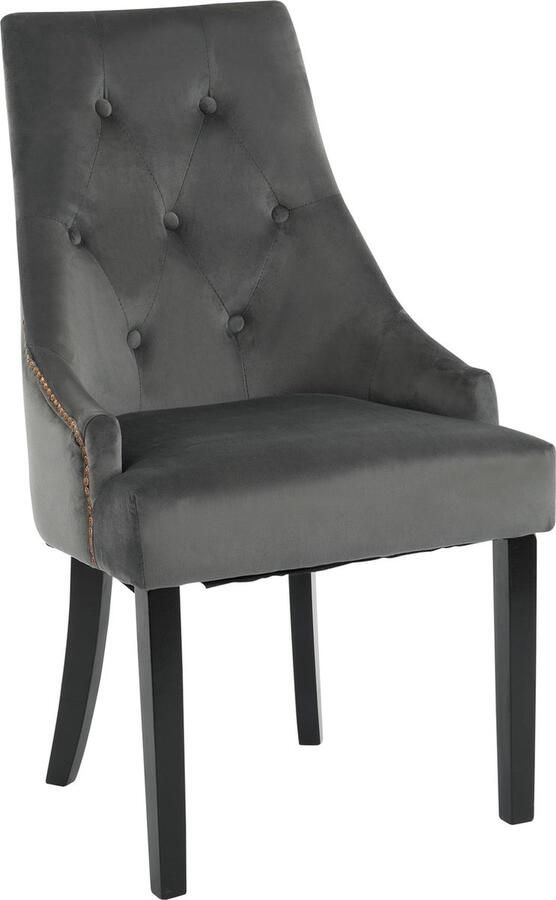 Merax Set van 2 Retro Eetkamerstoelen met Hoge Rugleuning Samtstof en Gummihouten Poten – Elegant en Comfortabel Ontwerp in Grijs