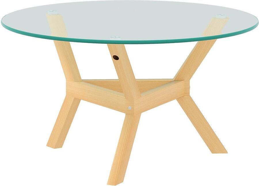 Merax Ronde Salontafel Glazen Tafelblad Ø80 Cm Transparante Bijzettafel Stalen Frame Verstelbare Voetjes Moderne Woonkamertafel