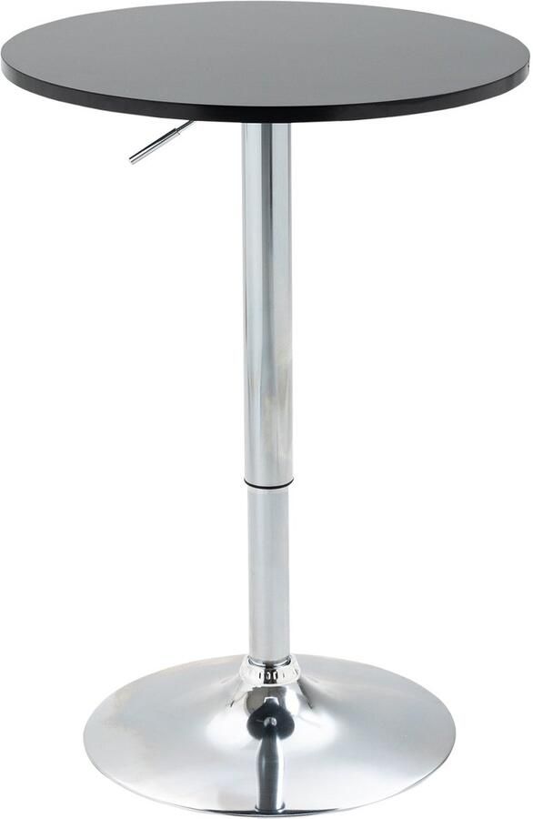 Merax Ronde Verstelbare Bartafel 61 cm Draaibare Statafel Zwart MDF Met Stalen Voet Voor Keuken En Woonkamer