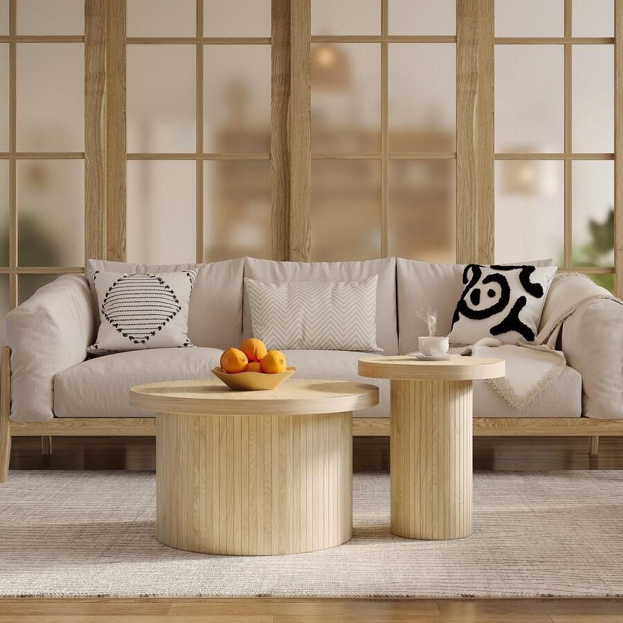 Merax Salontafel Set van 2 Modern en Elegante Bijzettafels Veelzijdig Design Bruin