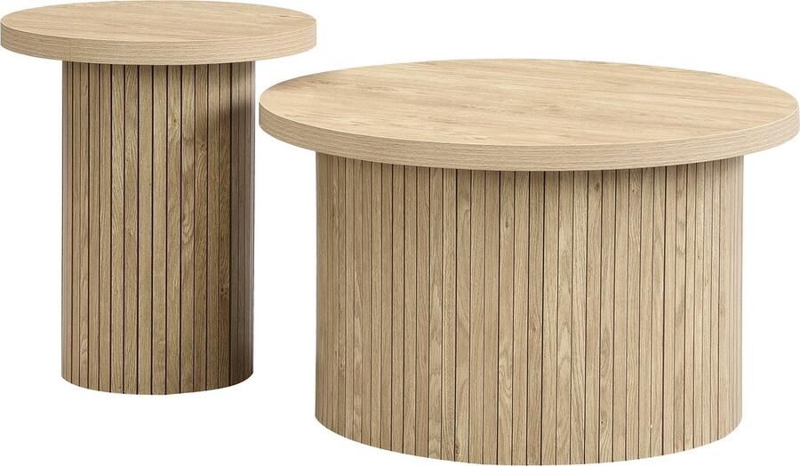 Merax Salontafel Set van 2 Modern en Elegante Bijzettafels Veelzijdig Design Bruin - Foto 2