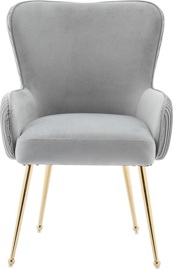 Merax Luxe Fluwelen Eetkamerstoelen (Set van 6 stuks) Eetkamerstoelen met Armleuningen en Verstelbare Gouden Metalen Poten Ergonomisch en Comfortabel Perfect voor Woonkamer en Slaapkamer - Foto 2