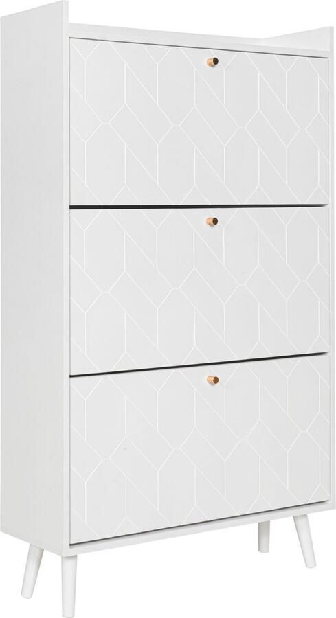 Merax Schoenenkast met 3 Lades – Moderne Schoenenopberger Schoenen Opbergkast – Wit