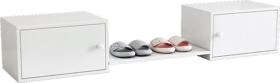 Merax Schoenkast Multifunctioneel Meubel voor de Hal Witte Schoenenbank met Opbergruimte Geschikt voor Onder Bed of bij de Deur 189x40x34 5 cm