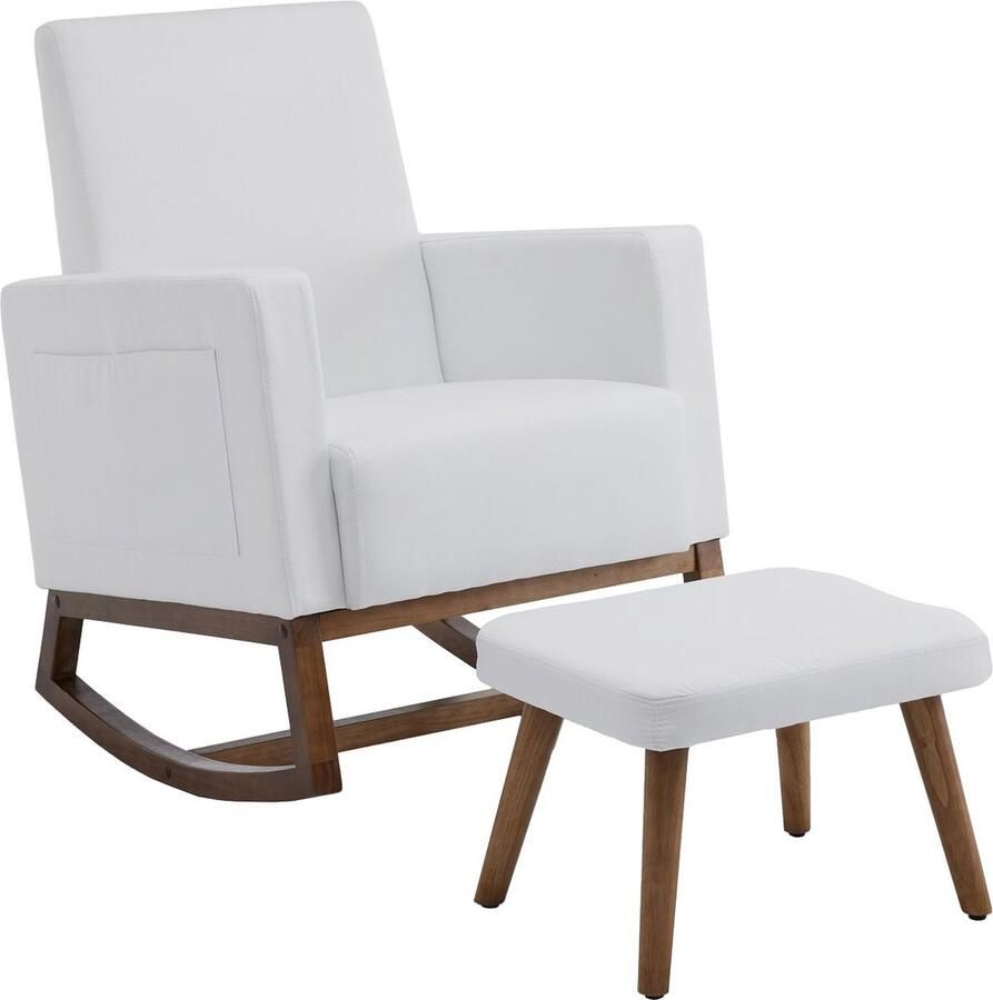 Merax Schaukelstuhl-Loungesessel mit Fußstütze vorderer und hinterer Schaukelstuhl Wohnzimmerstuhl-Loungesessel mit Aufbewahrungstasche - Foto 2