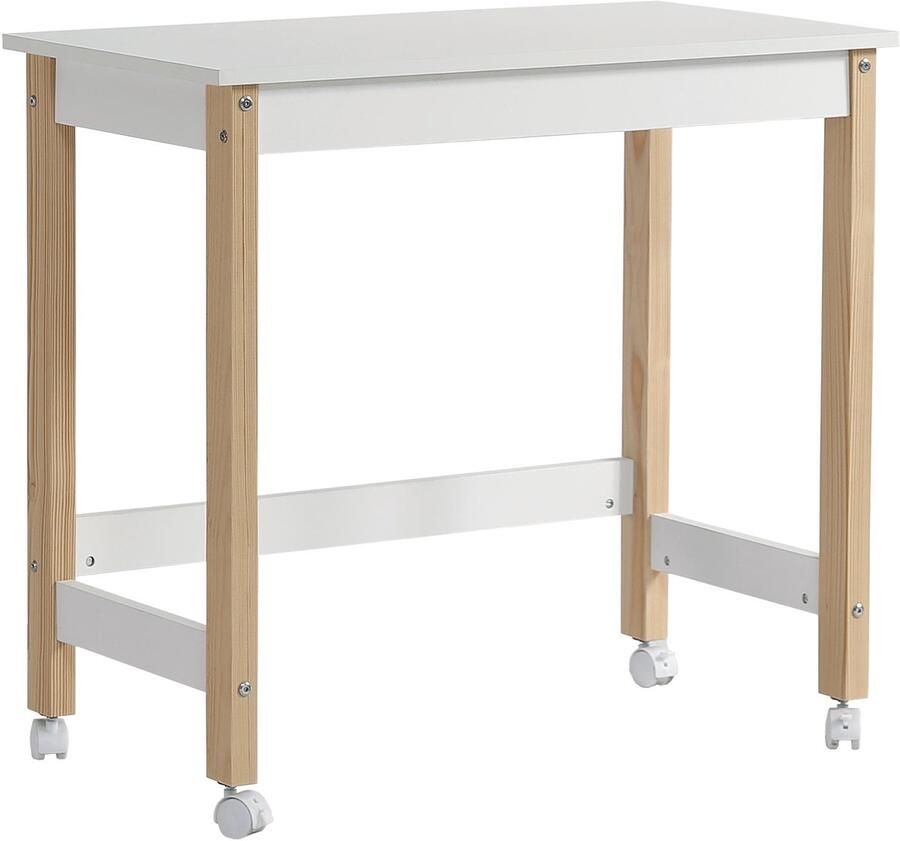 Merax Schrijftafel – Bureau met Wielen – 80x43 5x74 5 cm – Hout & MDF – Wit Naturel