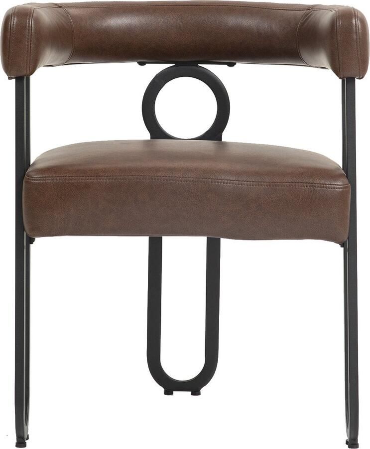 Merax Set van 2 Eetkamerstoelen Chenille Stoffen Stoelen met Ronde Rugleuning en Metalen Frame Moderne en Comfortabele Stoelen voor Eetkamer Woonkamer Slaapkamer en Kantoor Donkerbruin