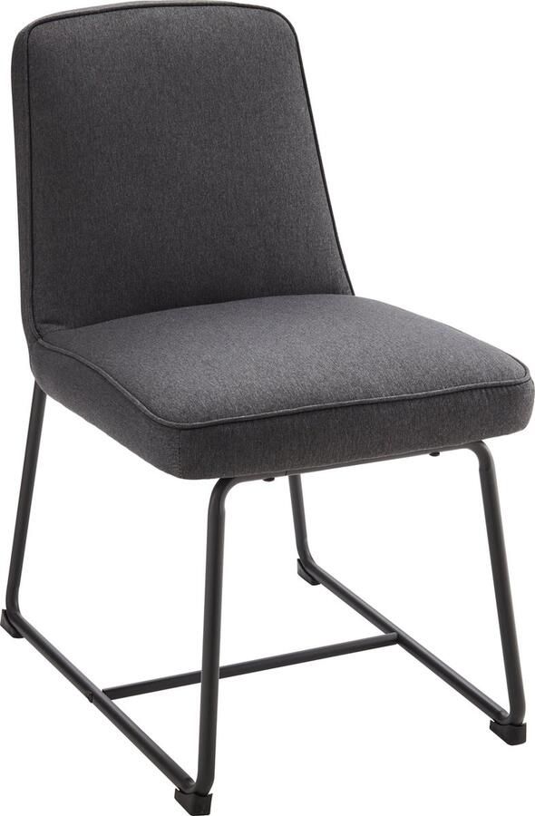 Merax Set van 2 Eetkamerstoelen – Ergonomisch Design met Linnen Bekleding & Zwart Metalen Onderstel – Voor Eetkamer & Woonkamer – Grijs - Foto 2