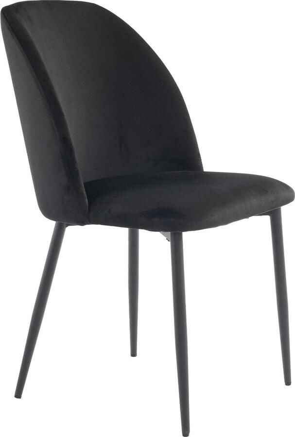 Merax Esszimmerstoelen met Rugleuning (Set van 2) Ergonomische Keukenstoelen Zwarte Velours met Metalen Poten