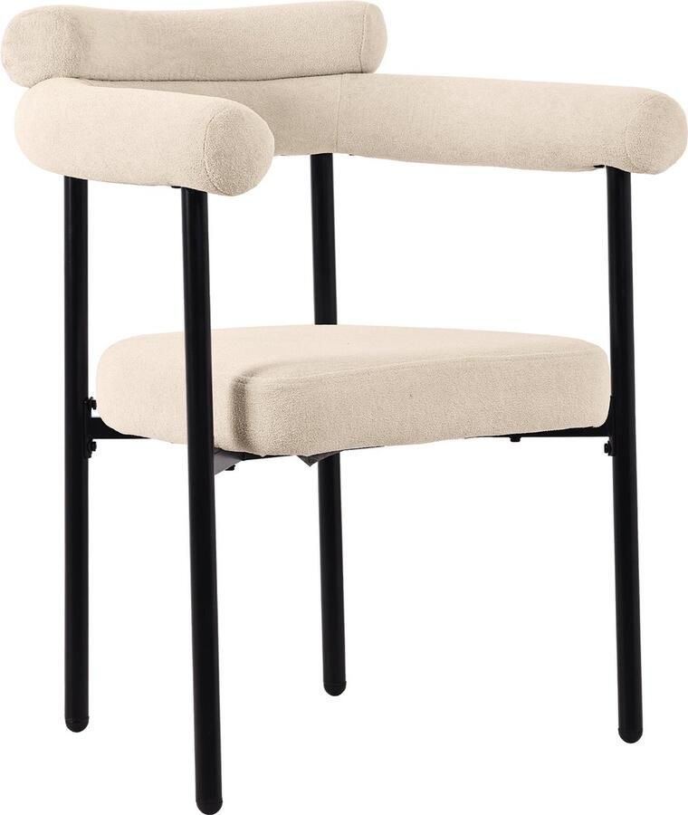 Merax set van 6 moderne eetkamerstoelen in crème kleur met fluwelen stof – comfortabele ringsitz stoelen geschikt voor eetkamer woonkamer en kantoor - Foto 3