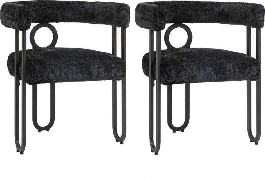 Merax 2-delige Set Fluwelen Eetkamerstoelen met Ronde Rugleuning Moderne Comfortabele Stoelen voor Eetkamer Keuken Woonkamer Slaapkamer of Kantoor