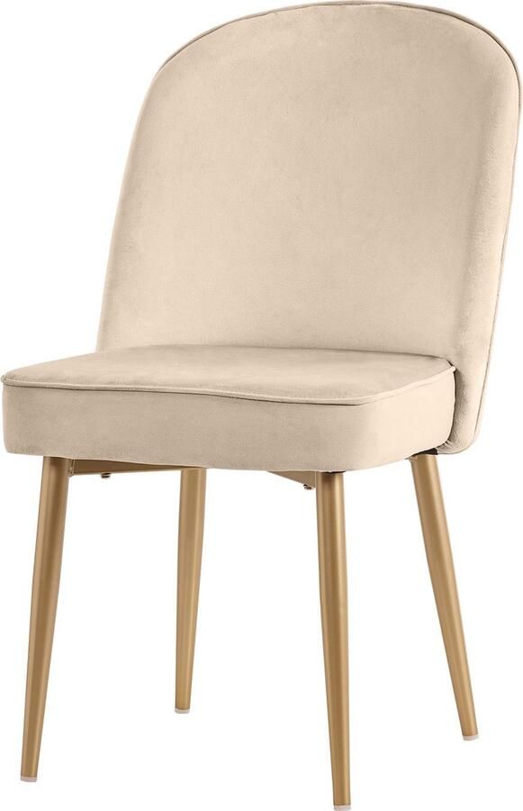 Merax Set van 2 Eetkamerstoelen Moderne Beige Fluwelen Stoelen met Gouden Metalen Poten Ergonomisch en Comfortabel Geschikt voor Eetkamer Woonkamer en Werkkamer - Foto 2