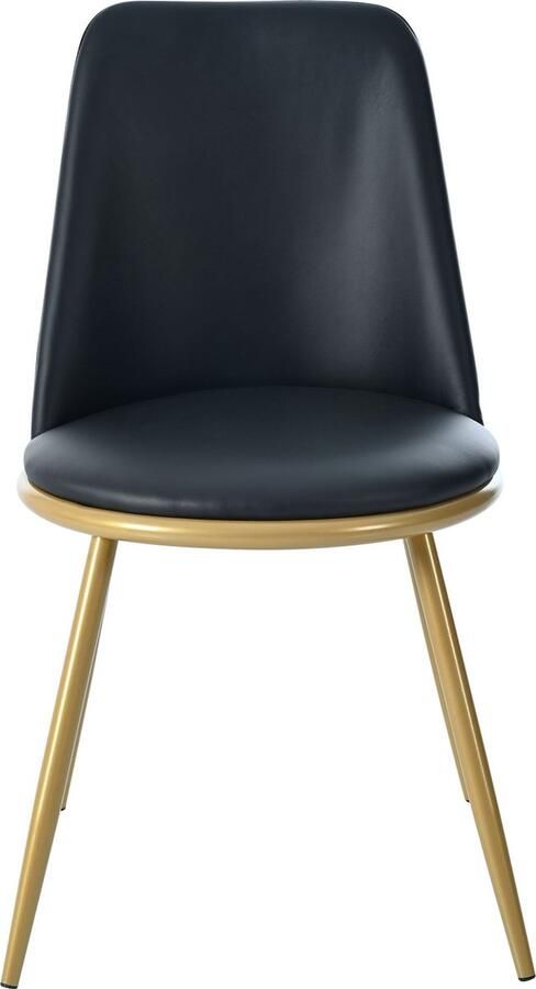 Merax Esszimmerstoelen Set van 2 Ronde Rugleuning PU Kunstleren Zitting Metalen Frame Ergonomisch Ontwerp Gouden Metalen Poten Zwart