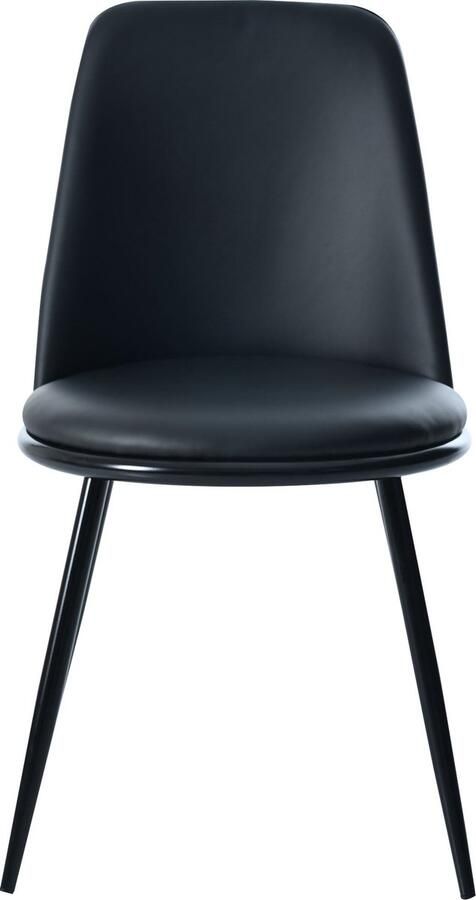 Merax set van 2 eetkamerstoelen Ronde rugleuning met kunstlederen zitting en stalen frame Ergonomisch design Belastbaar tot 150 kg Zwart - Foto 2