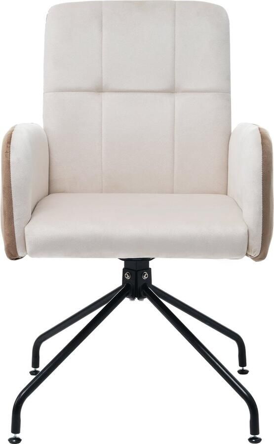 Merax Fluwelen Eetkamerstoelen Set van 2 stuks Beige Ergonomische Draaisteun met Afneembare Armleuningen Luxe Barstoelen voor Woonkamer en Bureau