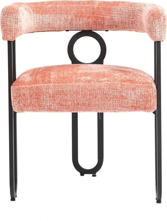 Merax Set van 2 Fluwelen Eetkamerstoelen met Ronde Rugleuning Moderne en Comfortabele Stoelen voor Eetkamer Woonkamer Slaapkamer of Kantoor Roze - Foto 2