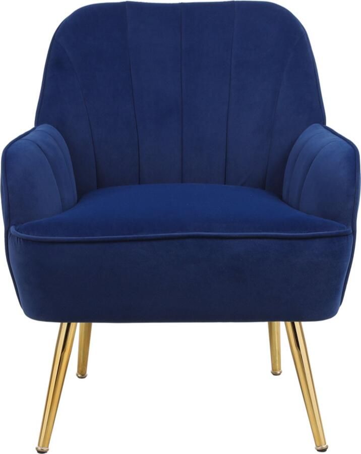 Merax Set van 2 Fluwelen Lounge Stoelen Ergonomisch Ontwerp voor Woonkamer Thuiswerkplek en Kantoor Donkerblauw