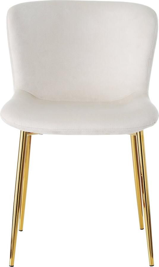 Merax Eetkamerstoelen Fluweel Set van 4 stuks Luxe Loungestoelen met Vergulde Metaal Voeten Beige