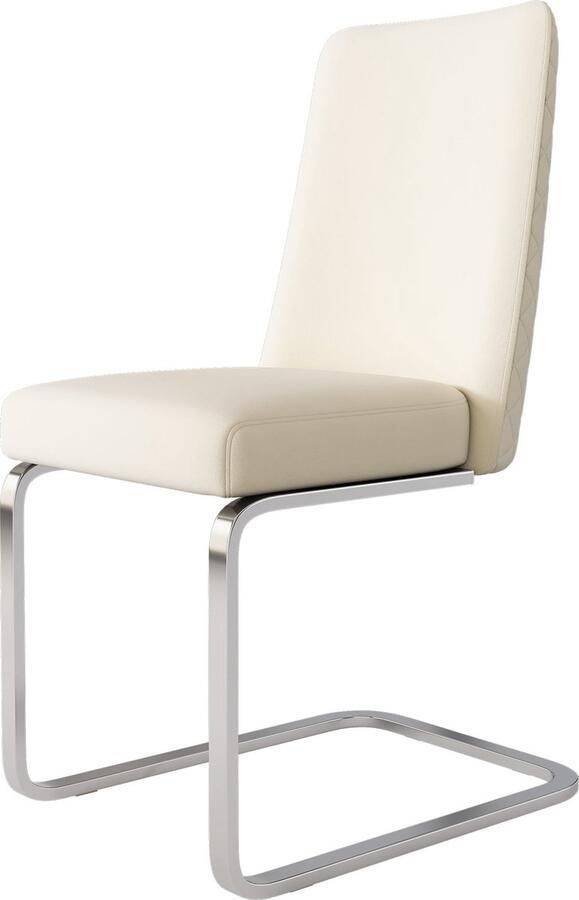 Merax Set Van 2 Luxe Fluwelen Eetkamerstoelen met Diamant Rugontwerp – Beige Lounge Stoelen met Zilveren Metalen Poten