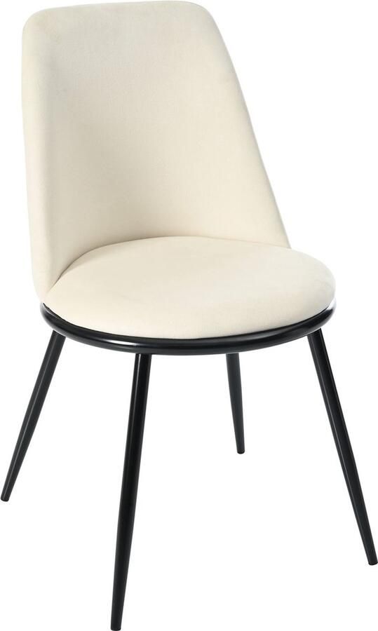 Merax Esszimmerstoelen (2 Stuks) Luxe Polsterstoel met Ronde Rugleuning van Samt en Stalen Frame Beige