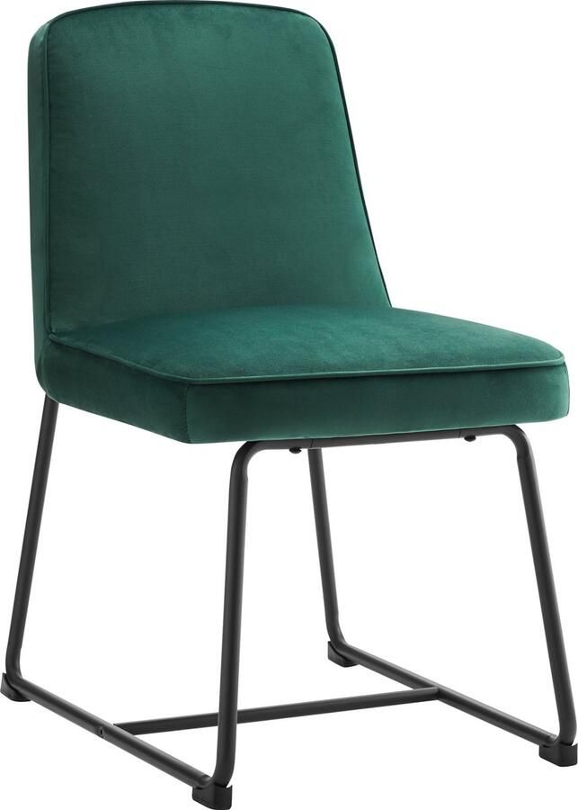Merax Esszimmerstoelen Set van 2 Luxe Groene Velvet Keukenstoelen met Zwarte Metalen Onderstel en Rugleuning