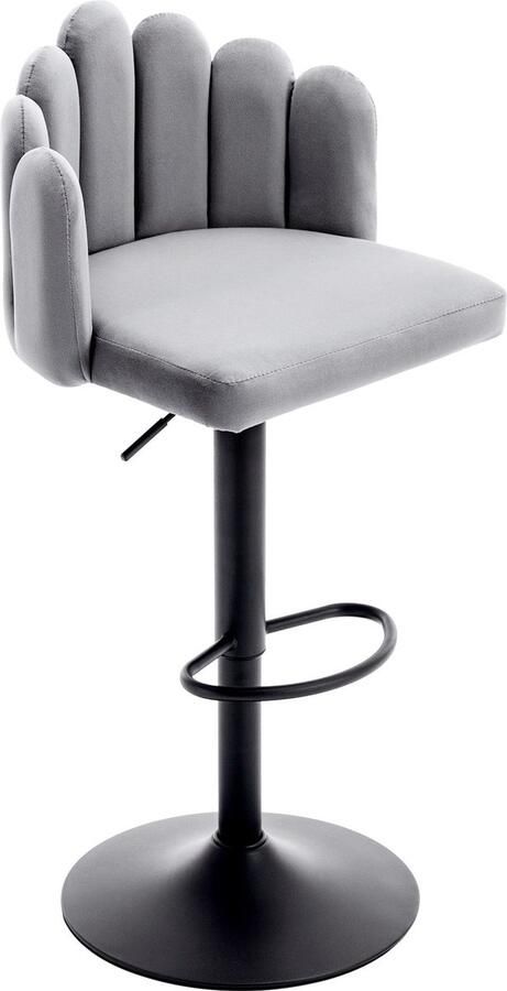 Merax Set van 2 Luxe Velvet Barstoelen Draaibare en Hoogteverstelbare Blütenblätterstoelen met Voetsteun Modern Design voor Thuis Restaurants en Bars Grijs