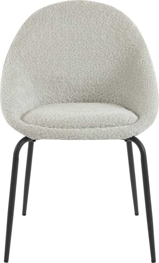 Merax Set van 6 Bouclé Stoelen Moderne Eetkamerstoelen met Metalen Frame en Verstelbare Voetdoppen Grijs