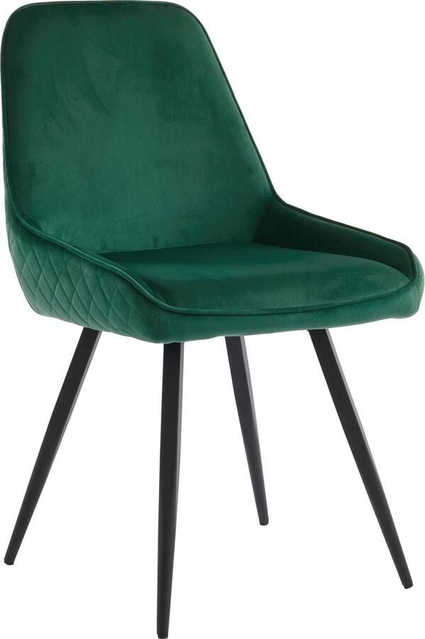 Merax Set van 2 Eetkamerstoelen met Rugleuning Ergonomische Keukenstoelen Metalen Poten Donkergroen - Foto 2