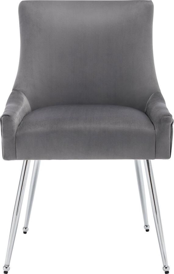 Merax Set Van 6 Moderne Eetkamerstoelen met Verticale Strepen – Gepolsterde Lounge Stoelen met Metalen Poten en Handgreep – Grijs