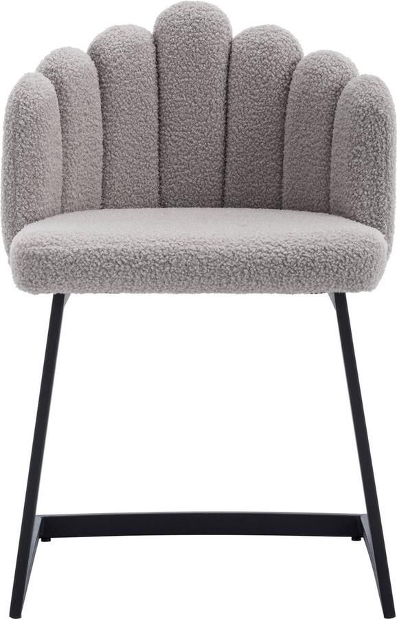 Merax 6 Stuks Esszimmerstoelen van Kunst-Lammsamt – Moderne Blütenblattstoelen met I-Gestel voor Woonkamer en Slaapkamer Grijs