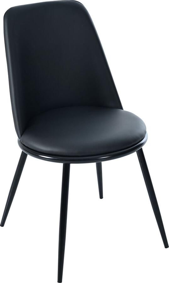 Merax Eetkamerstoelen Set van 4 – Zwarte Stoelen met Ronde Rugleuning – Kunstleer – Ergonomisch Design – Metalen Poten – Moderne Keukenstoelen - Foto 2