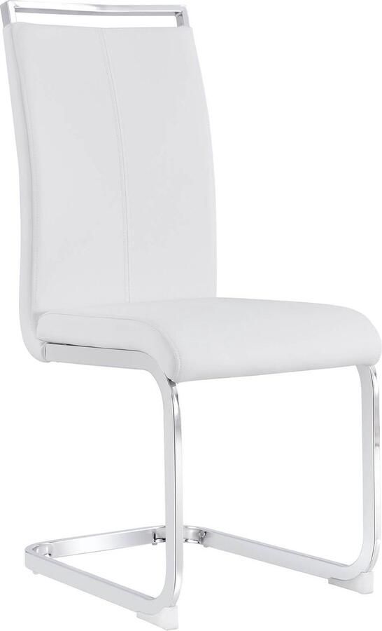 Merax Freischwinger Stoelen Set van 4 Verchroomd Metalen Frame Kunstleren Bekleding Belastbaar tot 120 kg Wit - Foto 2