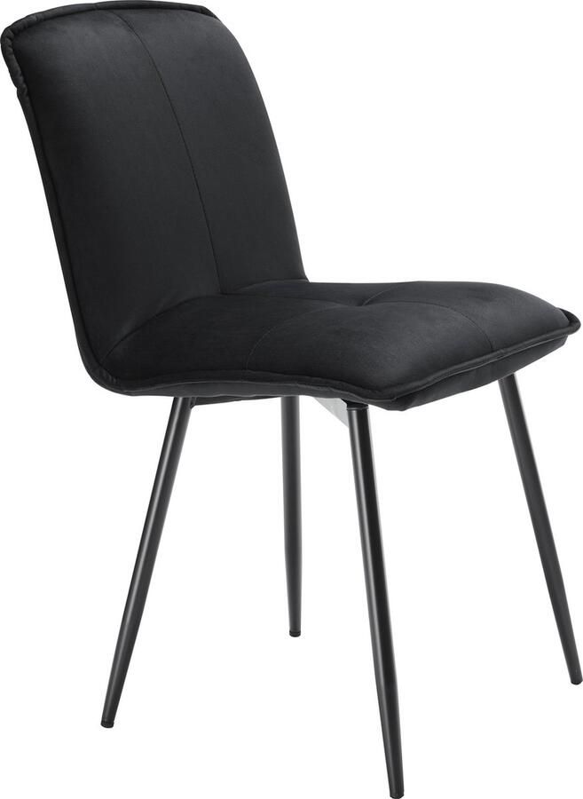 Merax Esszimmerstoelen met Rugleuning (Set van 4) Ergonomische Keukenstoelen met Zachte Velvet Bekleding en Stabiele Metalen Poten Zwart