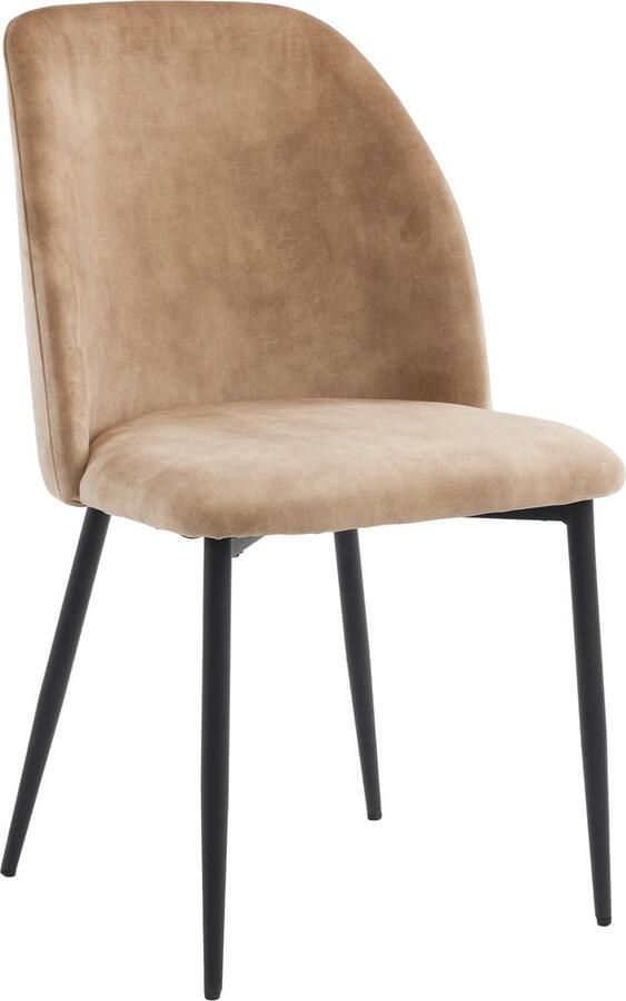 Merax set van 2 ergonomische eetkamerstoelen Lichtbruin met rugleuning en metalen poten Geschikt voor keuken en woonkamer