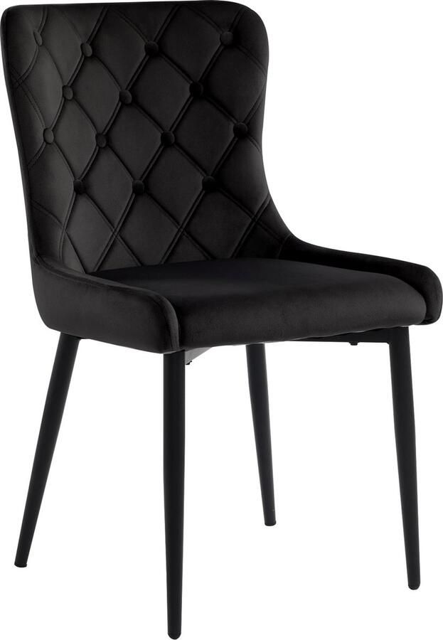 Merax Set van 2 Eetkamerstoelen met Rugleuning – Luxe Velvet Keukenstoelen met Ergonomisch Ontwerp en Stalen Poten – Zwart - Foto 2