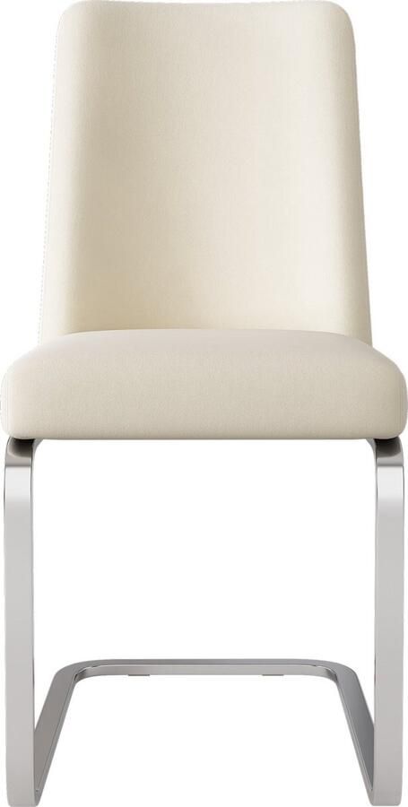 Merax Set van 6 Luxe Fluwelen Eetkamerstoelen Moderne Lounge Stoelen met Diamant-Rugdesign en Zilveren Metalen Slede Poten Beige - Foto 3