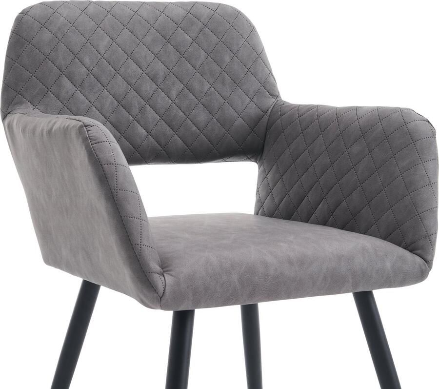 Merax Set van 6 Kunstleren Eetkamerstoelen Comfortabele Eetstoelen voor Woonkamer en Slaapkamer Cementgrijs - Foto 2