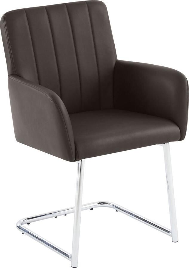 Merax Set van 4 Kunstleren Eetkamerstoelen met Zickzack Metalen Poten – Moderne Lounge Stoel voor Woonkamer Slaapkamer en Bureau – Zwart Bruin