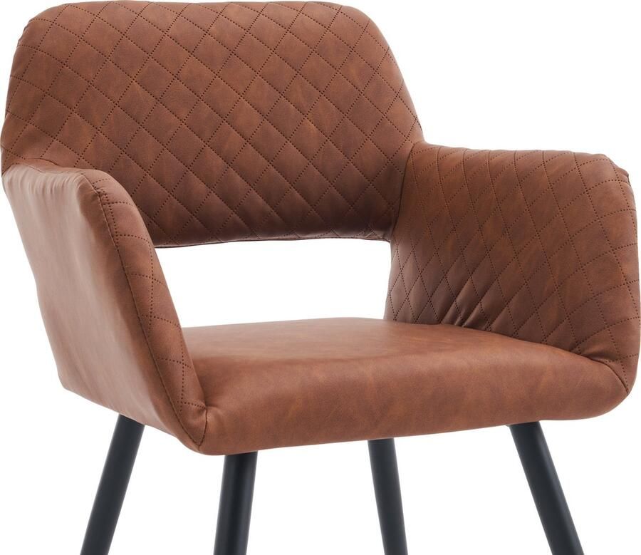 Merax Set van 6 Luxe Eetkamerstoelen Stoelen van Kunstleder – Ergonomische Eetstoelen voor Woonkamer en Slaapkamer Bruin - Foto 2