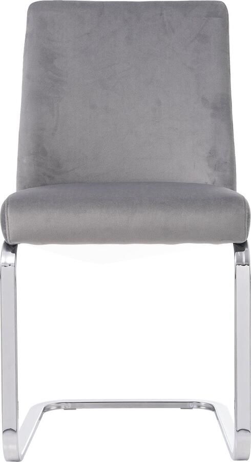 Merax Luxe Fluwelen Eetkamerstoelen – 4-delige Set – Grijs – Moderne Lounge Stoelen met Diamantpatroon en Zilveren Metalen Poten