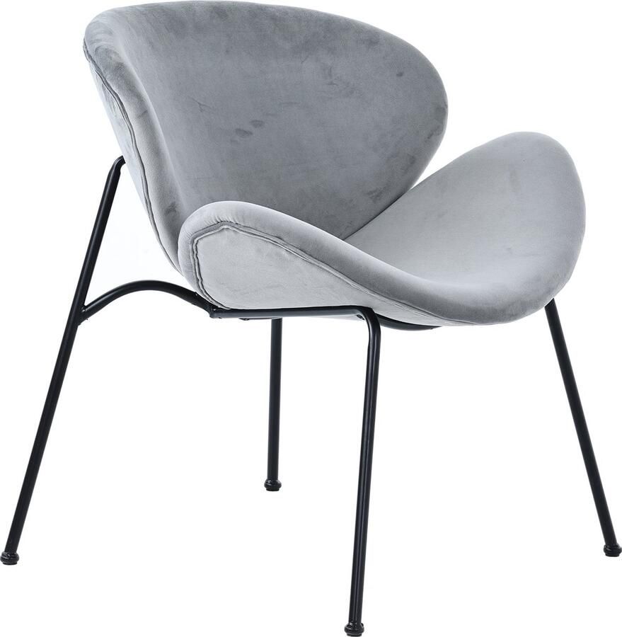 Merax Set van 4 Eetkamerstoelen Luxe Fluwelen Stoelen met Comfortabele Zitting en Metalen Poten Grijs met Zwart - Foto 2