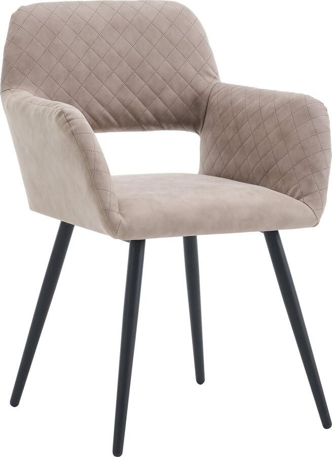 Merax Set van 4 Luxe Kunstlederen Eetkamerstoelen Stoelen Ergonomisch Ontwerp voor Woonkamer en Slaapkamer Khaki - Foto 2