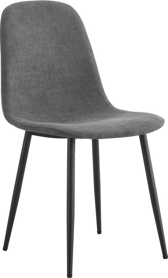Merax Set van 4 Scandinavische Vintage Eetkamerstoelen – Grijze Kunstsuède Bekleding – Zwarte Metalen Poten – Ergonomisch & Stijlvol Design - Foto 3