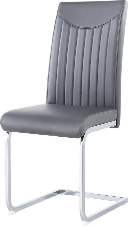 Merax Eetkamerstoelen (Set van 4) Verchromd Metalen Frame PU Kunstleer Ergonomische Rugleuning Tot 150 kg Belastbaar Grijs