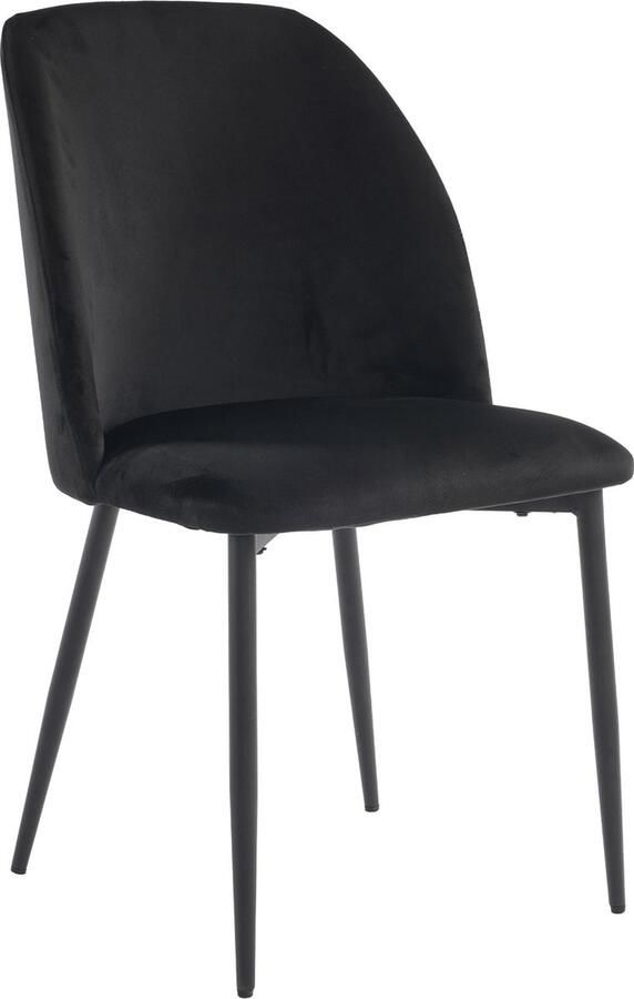 Merax Set van 6 Eetkamerstoelen met Rugleuning Ergonomische Keukenstoelen met fluwelen bekleding en Stalen Onderstel Zwart