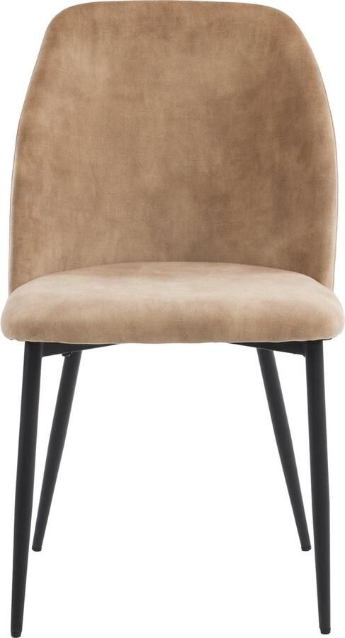 Merax Esszimmerstoelen Set van 6 Ergonomische Keukenstoelen met Rugleuning Lichtbruin Metalen Poten