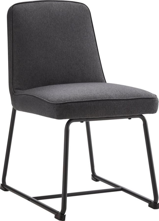 Merax Set van 6 Esszimmerstoelen van Linnen Keukenstoelen met Zwart Metalen Onderstel Ergonomische Polsterstoelen met Rugleuning Grijs - Foto 2