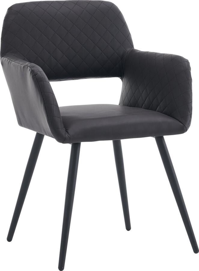 Merax Set van 6 Eetkamerstoelen met Armleuning Keukenstoelen met Kunstleer Bekleding Stoelen met Ergonomisch Ontwerp Zwart - Foto 2