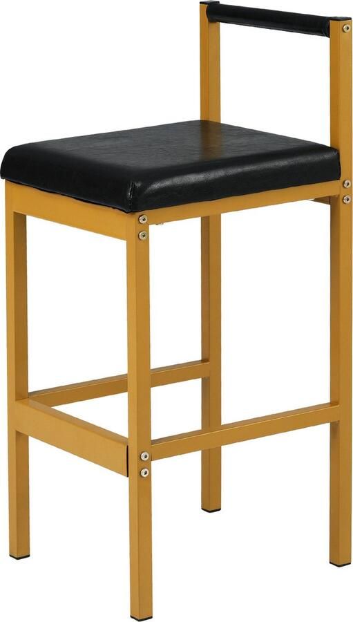 Merax set van 6 eetkamerstoelen Luxe moderne stijl met zwarte PU-lederen bekleding en gouden accenten Perfect voor woonkamer en eetkamer - Foto 2